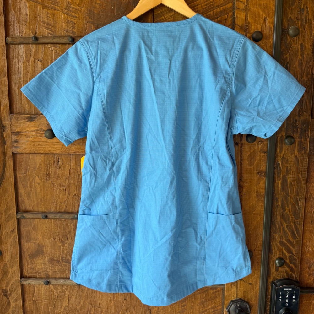 Carhartt Scrub Top Womens S Light Blue Rugged Flex V-Neck Ripstop Pockets C12118 - Picture 5 of 6